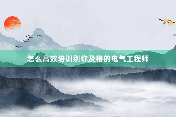 怎么高效培训别称及格的电气工程师
